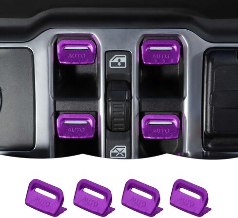 RT-TCZ Center Console Window Button Switch Trim Cover Decoration Interior Accessories for Jeep Wrangler JL JLU & Gladiator JT 2018-2024 Aluminum Alloy,Purple in Saudi Arabia