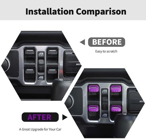 RT-TCZ Center Console Window Button Switch Trim Cover Decoration Interior Accessories for Jeep Wrangler JL JLU & Gladiator JT 2018-2024 Aluminum Alloy,Purple in Saudi Arabia