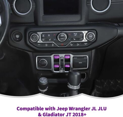 RT-TCZ Center Console Window Button Switch Trim Cover Decoration Interior Accessories for Jeep Wrangler JL JLU & Gladiator JT 2018-2024 Aluminum Alloy,Purple in Saudi Arabia