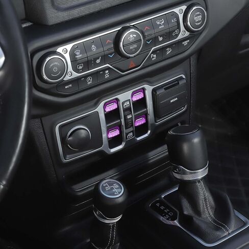 RT-TCZ Center Console Window Button Switch Trim Cover Decoration Interior Accessories for Jeep Wrangler JL JLU & Gladiator JT 2018-2024 Aluminum Alloy,Purple in Saudi Arabia