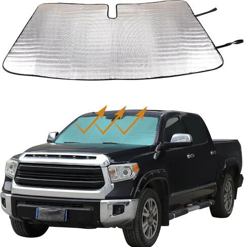 Car Front Windshield Sunshade Compatible with Toyota Tundra 2007-2021 Automotive Windshield Sunshades Foldable Reflective Sun Visor for UV Rays and Sun Heat Protect Car Interior Accessories in Saudi Arabia