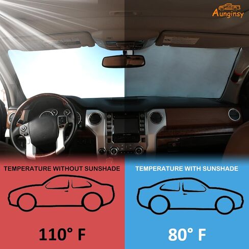 Car Front Windshield Sunshade Compatible with Toyota Tundra 2007-2021 Automotive Windshield Sunshades Foldable Reflective Sun Visor for UV Rays and Sun Heat Protect Car Interior Accessories in Saudi Arabia
