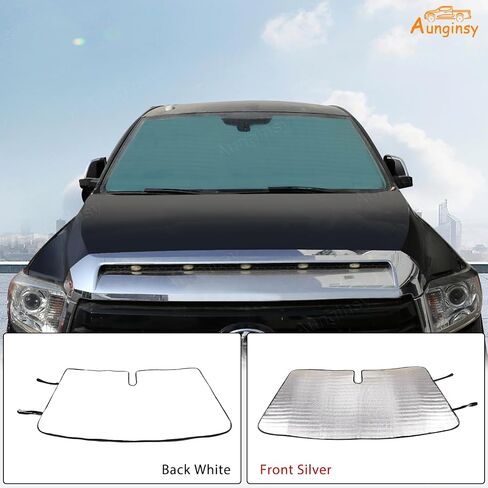 Car Front Windshield Sunshade Compatible with Toyota Tundra 2007-2021 Automotive Windshield Sunshades Foldable Reflective Sun Visor for UV Rays and Sun Heat Protect Car Interior Accessories in Saudi Arabia