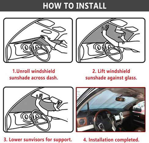 Car Front Windshield Sunshade Compatible with Toyota Tundra 2007-2021 Automotive Windshield Sunshades Foldable Reflective Sun Visor for UV Rays and Sun Heat Protect Car Interior Accessories in Saudi Arabia