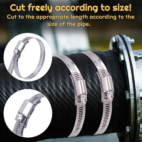 مجموعة متنوعة من مشابك خرطوم الفولاذ المقاوم للصدأ 304 قابلة للتعديل، ربط معدني بطول 32 قدمًا مع فتحات + 16 مثبتًا أقوى، مشابك خرطوم ترس دودي مع مفك براغي لأنابيب وكابلات السيارات in Kuwait