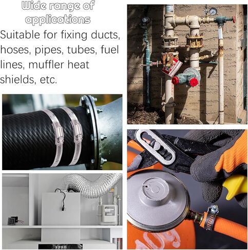 مجموعة متنوعة من مشابك خرطوم الفولاذ المقاوم للصدأ 304 قابلة للتعديل، ربط معدني بطول 32 قدمًا مع فتحات + 16 مثبتًا أقوى، مشابك خرطوم ترس دودي مع مفك براغي لأنابيب وكابلات السيارات in Kuwait