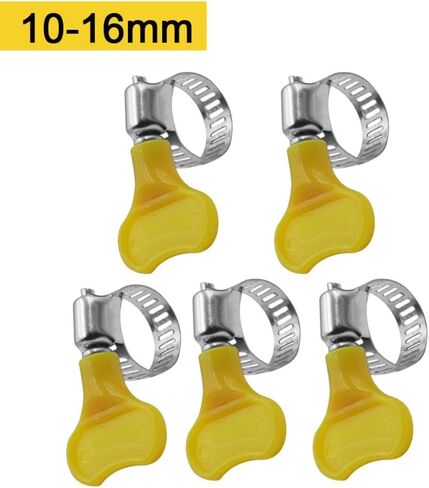 14-Pack Yellow Stainless Steel Hose Clamps, Adjustable Thumb Screw Key-Type Clamps, 10-16mm (3/8"-5/8") Size, 8mm Bandwidth in Saudi Arabia
