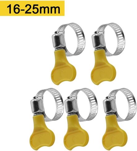 14-Pack Yellow Stainless Steel Hose Clamps, Adjustable Thumb Screw Key-Type Clamps, 10-16mm (3/8"-5/8") Size, 8mm Bandwidth in Saudi Arabia