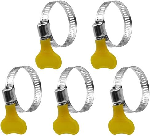 14-Pack Yellow Stainless Steel Hose Clamps, Adjustable Thumb Screw Key-Type Clamps, 10-16mm (3/8"-5/8") Size, 8mm Bandwidth in Saudi Arabia