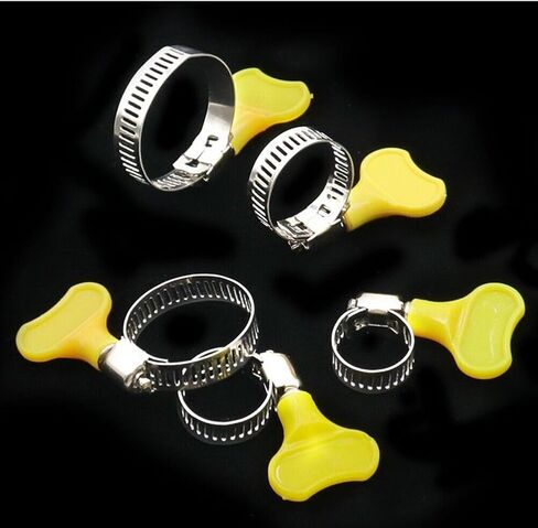 14-Pack Yellow Stainless Steel Hose Clamps, Adjustable Thumb Screw Key-Type Clamps, 10-16mm (3/8"-5/8") Size, 8mm Bandwidth in Saudi Arabia