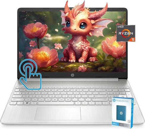 HP Essential Business Laptop, 15.6" FHD Touchscreen, Ryzen 5 5500U 6-core Processor (Up to 4.0 GHz), 64GB RAM, 2TB PCIe SSD, SD Card Reader, USB-C, HDMI, w/P500 SSD in Saudi Arabia