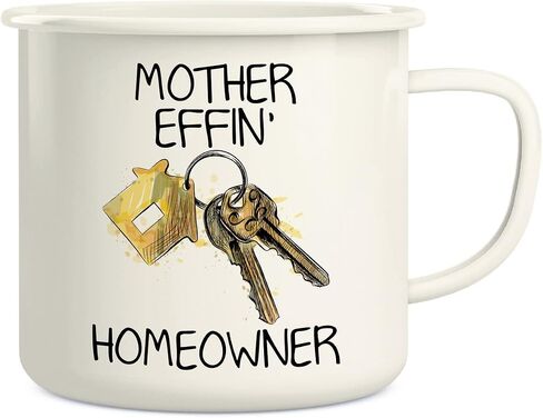 Retreez Mother Effin Homeowner New Housewarming 16 Oz Enamel Stainless Steel Metal Camping Campfire Coffee Mug - Funny Sarcasm Inspirational birthday gifts for friends, coworkers, dad mom her him in Saudi Arabia