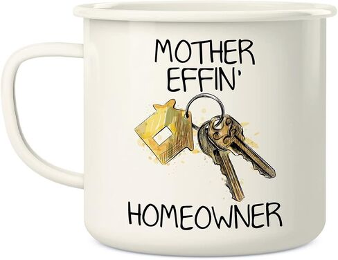 Retreez Mother Effin Homeowner New Housewarming 16 Oz Enamel Stainless Steel Metal Camping Campfire Coffee Mug - Funny Sarcasm Inspirational birthday gifts for friends, coworkers, dad mom her him in Saudi Arabia