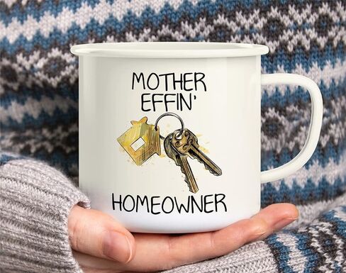 Retreez Mother Effin Homeowner New Housewarming 16 Oz Enamel Stainless Steel Metal Camping Campfire Coffee Mug - Funny Sarcasm Inspirational birthday gifts for friends, coworkers, dad mom her him in Saudi Arabia