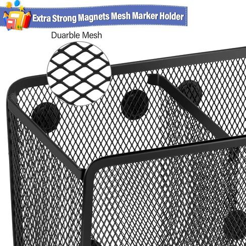 6 Pack Magnetic Pencil Holder Metal Magnet Locker Organizers Magnet Mesh Basket Storage Desk Organizers Magnets Pen Holder Locker Accessories for School Whiteboard Refrigerator Office Supplies in Saudi Arabia