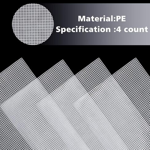 Aster 4 Pieces 4 Count Plastic Mesh Canvas Sheets for Embroidery, Plastic Needlepoint Canvas, Fursuit Eye Mesh for Crafts DIY, Knit Crochet Projects (White, 11.8×7.9inch) in Saudi Arabia