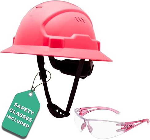 Pink Hard Hat Construction Helmet OSHA Approved Vented Full Brim Safety Pink Hard Hats for Women with Safety Glasses, Cascos De Construccion Work Hardhat, 6 Point Ratcheting System in Saudi Arabia