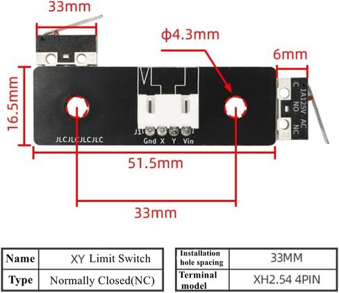 1piece 3D Printer Parts 1A 125V X Y Axis Limit Switch PCB Board Kit Compatible with Voron V2.4 XY Endstop Micro Switch (X/Y Axis) in Saudi Arabia