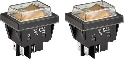 High Current Rocker Switch, 30A 250VAC, ON-OFF 2 Position, DPST, 4 Terminals, T125, with Waterproof Cover (2, Orange), KCD2-201N-B in Saudi Arabia