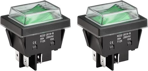 High Current Rocker Switch, 30A 250VAC, ON-OFF 2 Position, DPST, 4 Terminals, T125, with Waterproof Cover (2, Orange), KCD2-201N-B in Saudi Arabia
