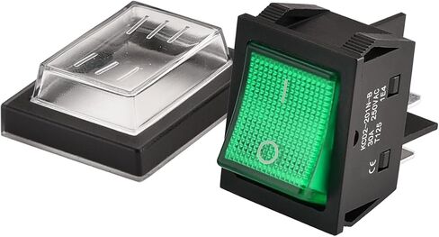 High Current Rocker Switch, 30A 250VAC, ON-OFF 2 Position, DPST, 4 Terminals, T125, with Waterproof Cover (2, Orange), KCD2-201N-B in Saudi Arabia