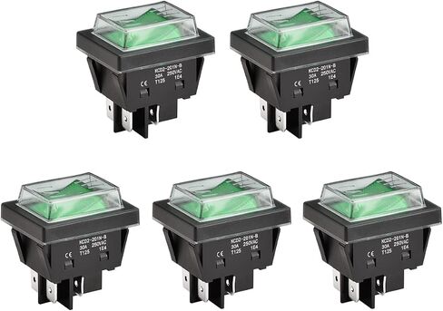 High Current Rocker Switch, 30A 250VAC, ON-OFF 2 Position, DPST, 4 Terminals, T125, with Waterproof Cover (2, Orange), KCD2-201N-B in Saudi Arabia