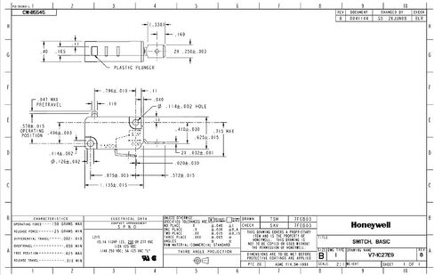HONEYWELL S&C V7-1C27E9 MICRO SW, PIN PLUNGER, SPST-NO, 15A 277V (1 piece) in Saudi Arabia