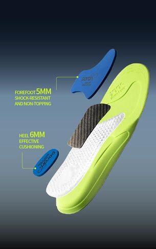 Carbon Fiber Insoles, Sprots Insoles for Men, Arch Support Insoles Orthotic Inserts PORON Gel Insoles for Basketball, Running and Training (US 7-8.5 | EU 40-42) in Saudi Arabia