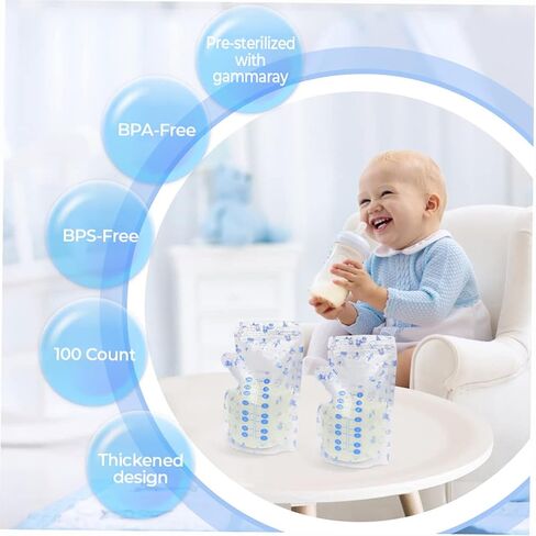 Breastmilk Storage Bags, Breastmilk Cooler Bag, 8 OZ, 100 Count, Spout & Thickened Design, Double Zipper Seal, Fits All adapters, Easy Write-on Label, BPA and BPS-Free in Saudi Arabia