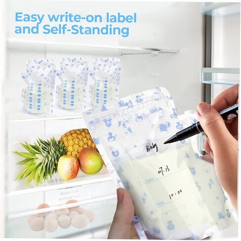 Breastmilk Storage Bags, Breastmilk Cooler Bag, 8 OZ, 100 Count, Spout & Thickened Design, Double Zipper Seal, Fits All adapters, Easy Write-on Label, BPA and BPS-Free in Saudi Arabia