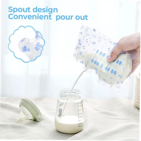 Breastmilk Storage Bags, Breastmilk Cooler Bag, 8 OZ, 100 Count, Spout & Thickened Design, Double Zipper Seal, Fits All adapters, Easy Write-on Label, BPA and BPS-Free in Saudi Arabia
