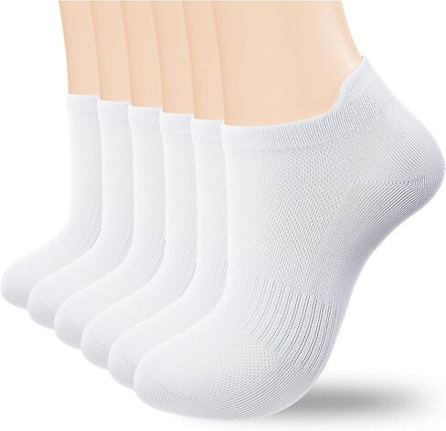 Ankle Socks for Women, 6 Pairs Athletic Running Socks Women & Men Sports Socks Black White Low Cut Socks with Heel Tab in Saudi Arabia