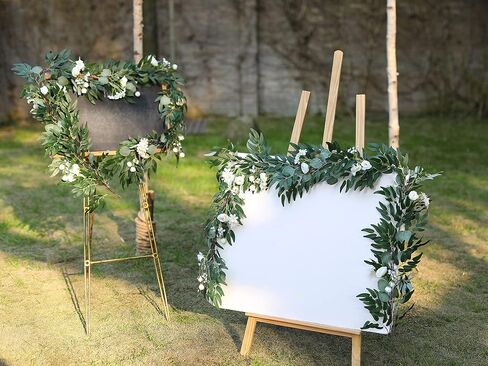 Misspin 2pcs الأوكالبتوس الصناعي والصفصاف الأغصان أوراق إكليل، إكليل مصنوع يدويًا مع زهور لقوس الزفاف الأخضر إكليل خلفية مفرش طاولة ديكور الزفاف (أحمر بورجوندي، 2) in Kuwait