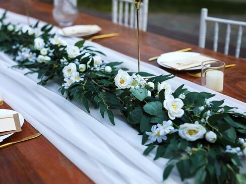 Misspin 2pcs الأوكالبتوس الصناعي والصفصاف الأغصان أوراق إكليل، إكليل مصنوع يدويًا مع زهور لقوس الزفاف الأخضر إكليل خلفية مفرش طاولة ديكور الزفاف (أحمر بورجوندي، 2) in Kuwait