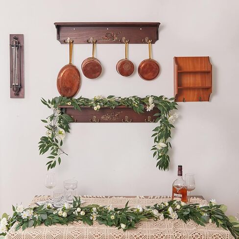 Misspin 2pcs الأوكالبتوس الصناعي والصفصاف الأغصان أوراق إكليل، إكليل مصنوع يدويًا مع زهور لقوس الزفاف الأخضر إكليل خلفية مفرش طاولة ديكور الزفاف (أحمر بورجوندي، 2) in Kuwait