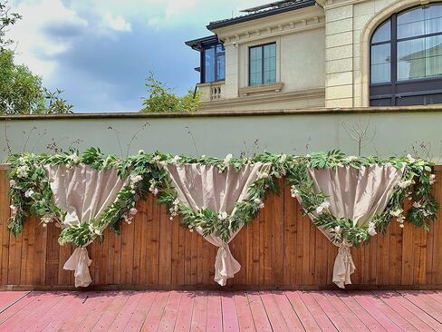 Misspin 2pcs الأوكالبتوس الصناعي والصفصاف الأغصان أوراق إكليل، إكليل مصنوع يدويًا مع زهور لقوس الزفاف الأخضر إكليل خلفية مفرش طاولة ديكور الزفاف (أحمر بورجوندي، 2) in Kuwait