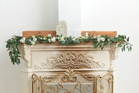 Misspin 2pcs الأوكالبتوس الصناعي والصفصاف الأغصان أوراق إكليل، إكليل مصنوع يدويًا مع زهور لقوس الزفاف الأخضر إكليل خلفية مفرش طاولة ديكور الزفاف (أحمر بورجوندي، 2) in Kuwait