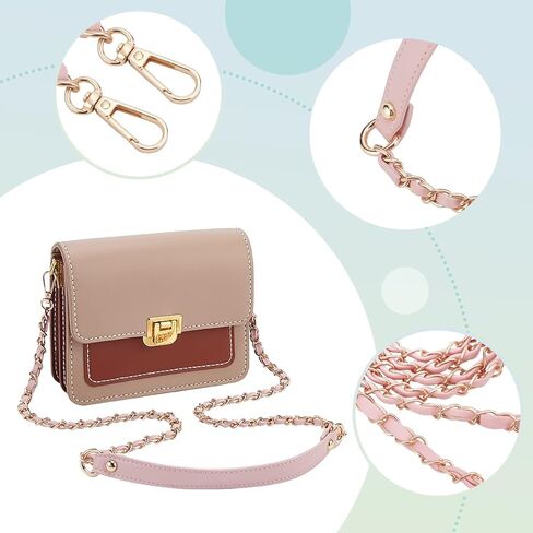 WADORN 2 Styles Braided Leather Bag Straps, Metal PU Leather Woven Crossbody Bag Chain Handbag Chains Purse Straps Shoulder Cross Body Replacement Strap, Pink in Saudi Arabia