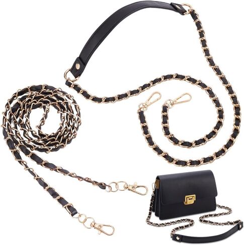 WADORN 2 Styles Braided Leather Bag Straps, Metal PU Leather Woven Crossbody Bag Chain Handbag Chains Purse Straps Shoulder Cross Body Replacement Strap, Pink in Saudi Arabia