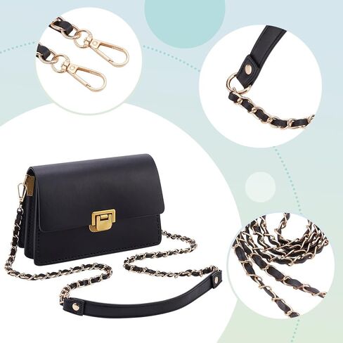 WADORN 2 Styles Braided Leather Bag Straps, Metal PU Leather Woven Crossbody Bag Chain Handbag Chains Purse Straps Shoulder Cross Body Replacement Strap, Pink in Saudi Arabia