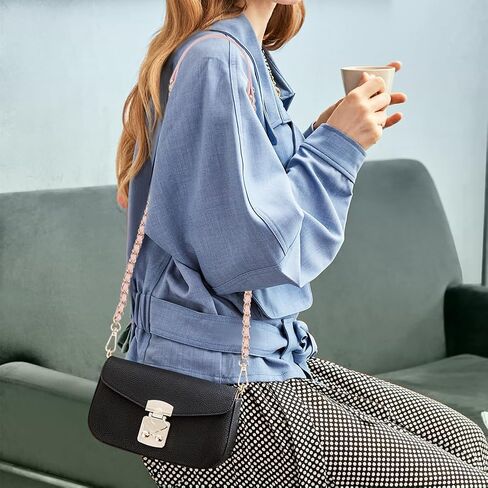 WADORN 2 Styles Braided Leather Bag Straps, Metal PU Leather Woven Crossbody Bag Chain Handbag Chains Purse Straps Shoulder Cross Body Replacement Strap, Pink in Saudi Arabia