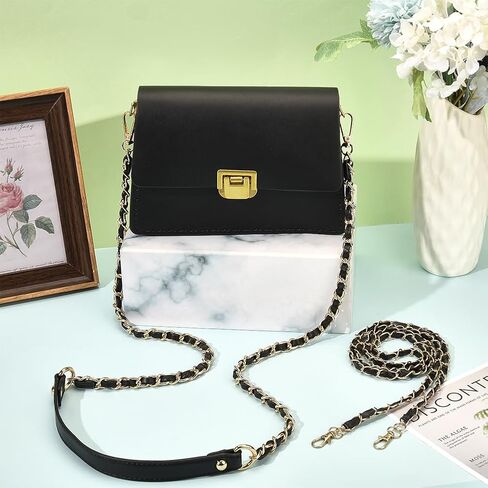 WADORN 2 Styles Braided Leather Bag Straps, Metal PU Leather Woven Crossbody Bag Chain Handbag Chains Purse Straps Shoulder Cross Body Replacement Strap, Pink in Saudi Arabia