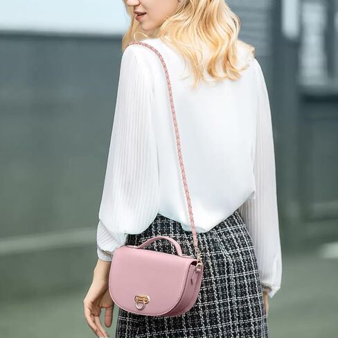 WADORN 2 Styles Braided Leather Bag Straps, Metal PU Leather Woven Crossbody Bag Chain Handbag Chains Purse Straps Shoulder Cross Body Replacement Strap, Pink in Saudi Arabia