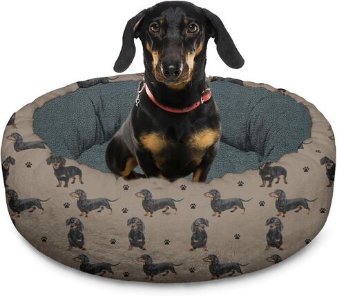 Dachshund Calming Dog Bed Round Washable Pet Bed Donut Cuddler 20in in Saudi Arabia