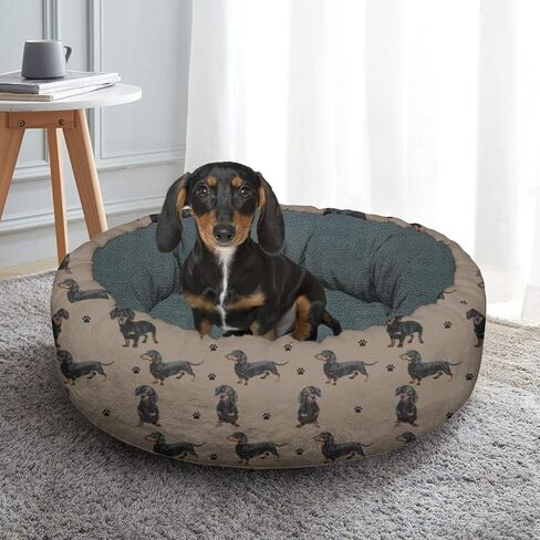 Dachshund Calming Dog Bed Round Washable Pet Bed Donut Cuddler 20in in Saudi Arabia