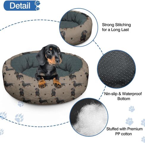 Dachshund Calming Dog Bed Round Washable Pet Bed Donut Cuddler 20in in Saudi Arabia