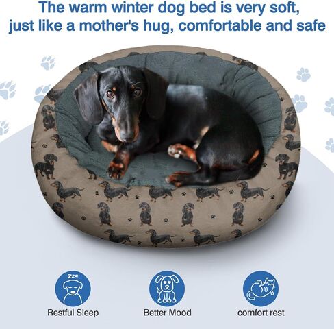 Dachshund Calming Dog Bed Round Washable Pet Bed Donut Cuddler 20in in Saudi Arabia