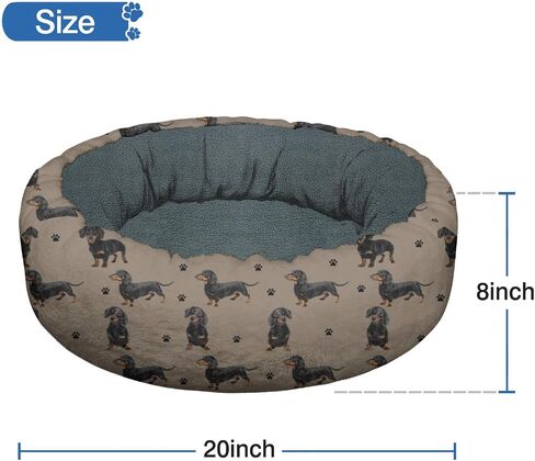 Dachshund Calming Dog Bed Round Washable Pet Bed Donut Cuddler 20in in Saudi Arabia