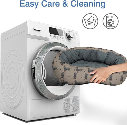Dachshund Calming Dog Bed Round Washable Pet Bed Donut Cuddler 20in in Saudi Arabia