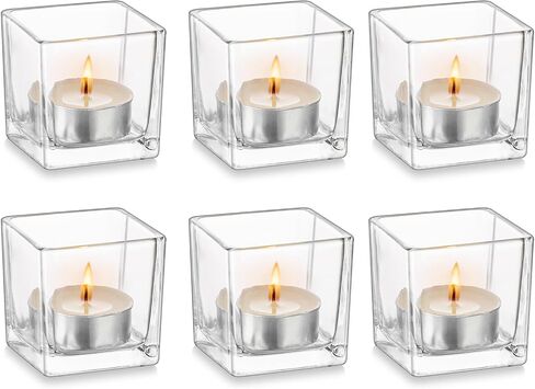 Clear Glass Votive Candle Holders, Hewory 6 Pcs Small Glass Candle Holder, Tealight Candle Holders for Table Centerpiece, Wedding Decorations, Home Decor in Saudi Arabia